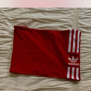 adidas Red Tube Top with White Trefoil Tag